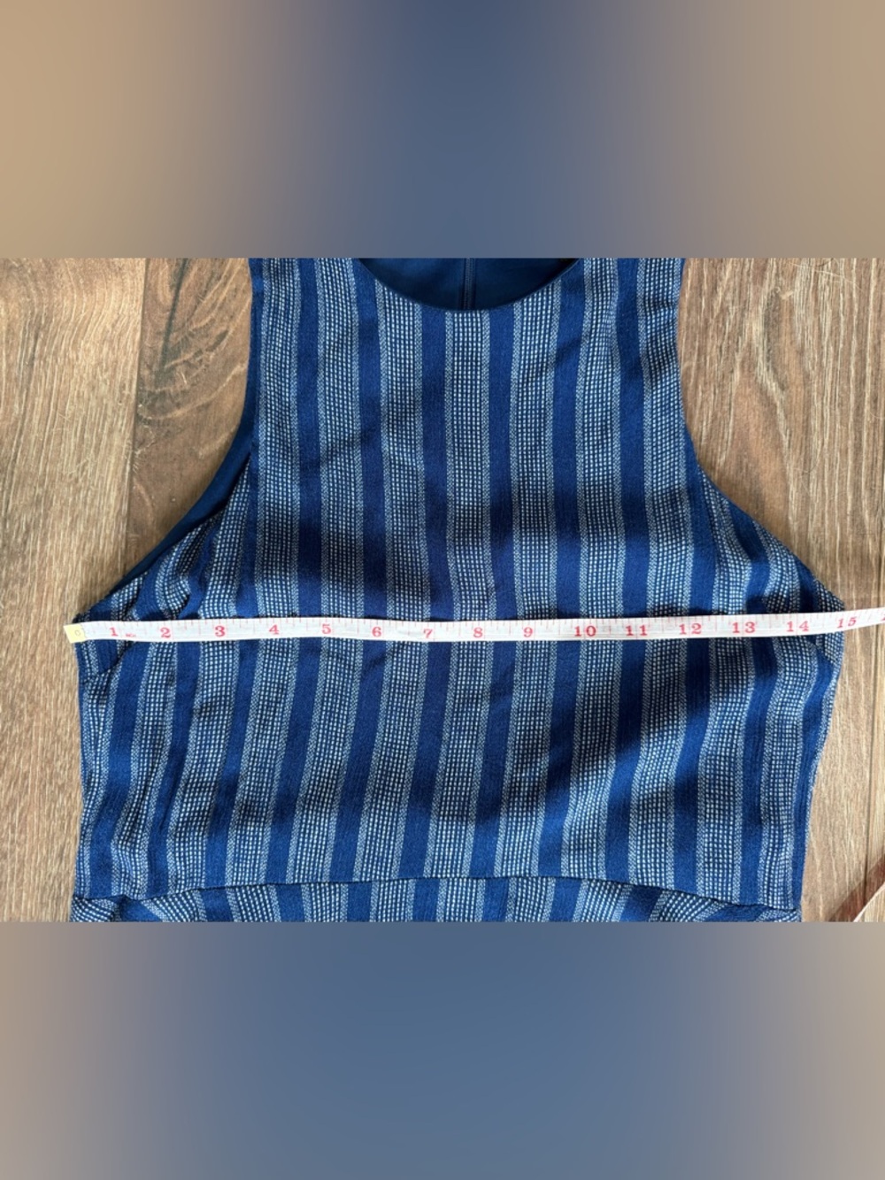 Lumiere Blue Striped Seeveless midi dress High Low Asymmetrical Hem Size Small - Picture 10 of 10